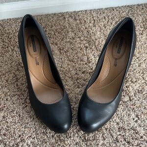 Clarks Classic Black Leather Heels